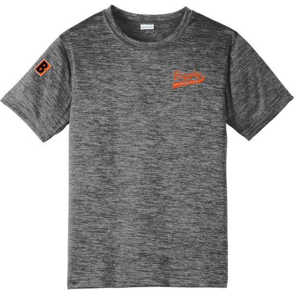 Biggby Coffee AAA Youth PosiCharge Electric Heather Tee